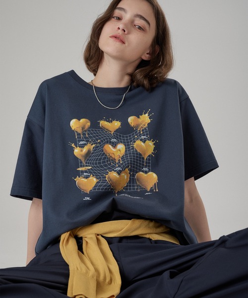ONCILY(オンシェリー)の「MELTING HEART GRAPHIC T-SHIRT / メルティングハートグラフィックTシャツ(Tシャツ/カットソー・メンズ・ブラック/ホワイト系その他/イエロー/ネイビー/オフホワイト・SMALL/LARGE/MEDIUM)」の14枚目の写真