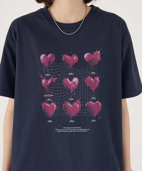 ONCILY（オンシェリー）の「MELTING HEART GRAPHIC T-SHIRT / メルティングハートグラフィックTシャツ（Tシャツ/カットソー・メンズ・ブラック/ホワイト系その他/イエロー/ネイビー/オフホワイト/ブラック系その他/ホワイト/ブラック系その他2/ネイビー系/ネイビー系1・SMALL/LARGE/MEDIUM）」の11枚目の写真