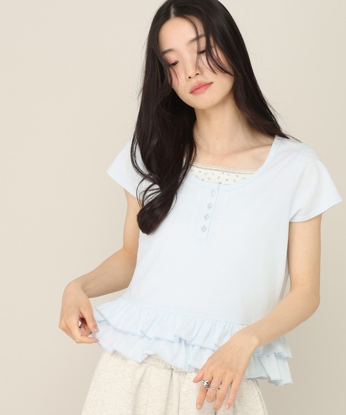 Heather(ヘザー)の「レイヤードヘンリーネックTEE 774726(Tシャツ/カットソー・レディース・イエロー/アイボリー/ブルー・FREE)」の2枚目の写真