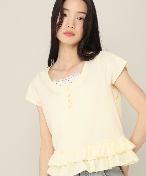 Heather（ヘザー）の「レイヤードヘンリーネックTEE　774726（Tシャツ/カットソー・レディース・イエロー/アイボリー/ブルー・FREE）」の10枚目の写真