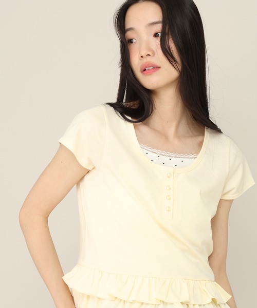 Heather（ヘザー）の「レイヤードヘンリーネックTEE　774726（Tシャツ/カットソー・レディース・イエロー/アイボリー/ブルー・FREE）」の11枚目の写真