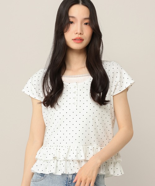 Heather（ヘザー）の「レイヤードヘンリーネックTEE　774726（Tシャツ/カットソー・レディース・イエロー/アイボリー/ブルー・FREE）」の4枚目の写真