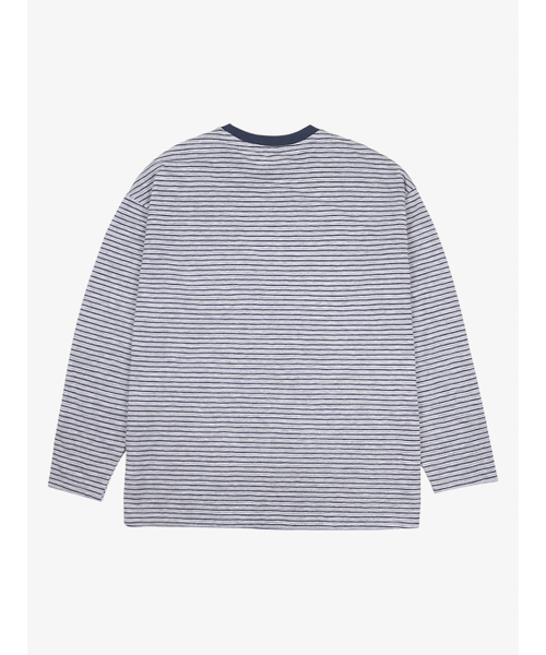 OWSA(オウサ)の「配色ストライプラウンド長袖Tシャツ 2色(Tシャツ/カットソー・メンズ・グレー/レッド・LARGE/X-LARGE)」の8枚目の写真