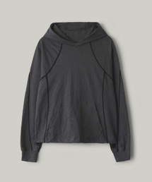 bounDary（バウンダリー）の「スラブ切り替えフードTシャツ[チャコール]（パーカー）」