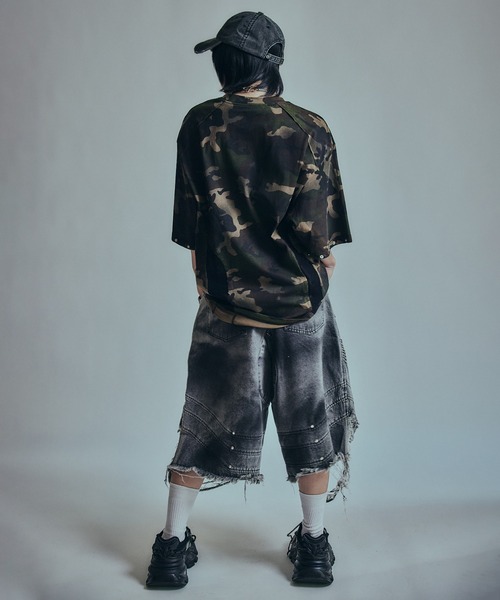 BENDER TOKYO(ベンダートウキョウ)の「【P.N UNDERGROUND】切替 ダメージ ハーフパンツ / クラッシュ デニム ジョーツ(デニムパンツ・メンズ・ブラック/ブルー・M/L)」の14枚目の写真