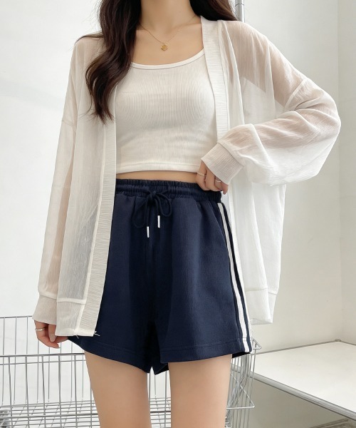 Miniministore(ミニミニストア)の「スウェットショートパンツサイドライン夏服ショートパンツショーパン短パン(その他パンツ・レディース・ダークグリーン/ネイビー/ブラック/グレー・FREE)」の16枚目の写真