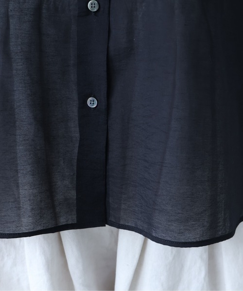 yuni(ユニ )の「△Cotton Nylon sheer wide shirt(シャツ/ブラウス・レディース・ベージュ/ブラック・FREE)」の4枚目の写真