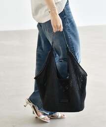 quaranciel: ワンハンドル パイピング メッシュ トートバッグ