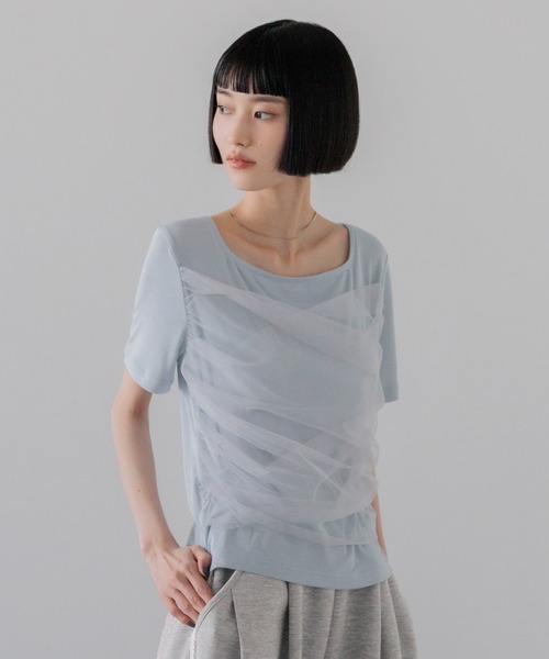 LOWRYS FARM（ローリーズファーム）の「チュールレイヤードＳＳ 1032082（Tシャツ/カットソー・レディース・アイボリー/ブラック/ブルー・FREE）」の15枚目の写真