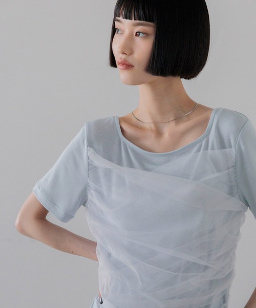 LOWRYS FARM（ローリーズファーム）の「チュールレイヤードＳＳ 1032082（Tシャツ/カットソー・レディース・アイボリー/ブラック/ブルー・FREE）」の16枚目の写真