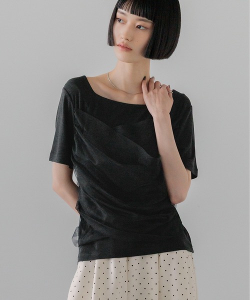 LOWRYS FARM（ローリーズファーム）の「チュールレイヤードＳＳ 1032082（Tシャツ/カットソー・レディース・アイボリー/ブラック/ブルー・FREE）」の21枚目の写真
