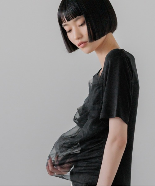 LOWRYS FARM（ローリーズファーム）の「チュールレイヤードＳＳ 1032082（Tシャツ/カットソー・レディース・アイボリー/ブラック/ブルー・FREE）」の20枚目の写真