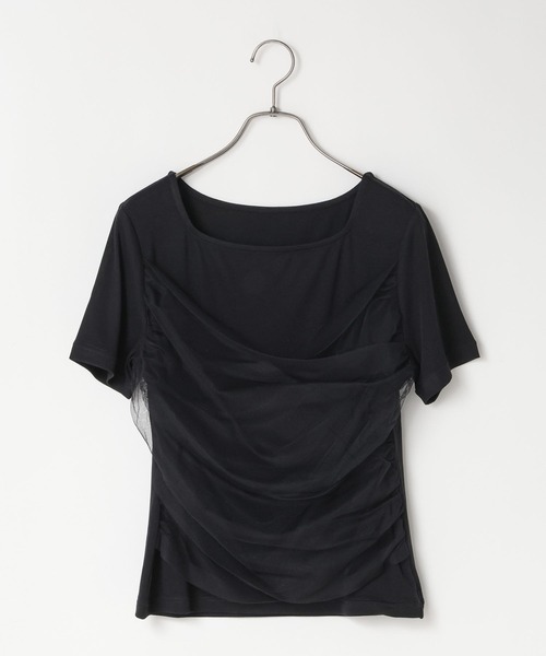 LOWRYS FARM（ローリーズファーム）の「チュールレイヤードＳＳ 1032082（Tシャツ/カットソー・レディース・アイボリー/ブラック/ブルー・FREE）」の18枚目の写真