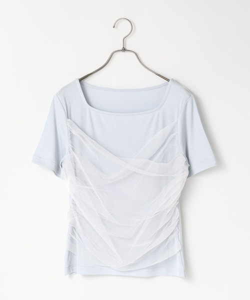 LOWRYS FARM（ローリーズファーム）の「チュールレイヤードＳＳ 1032082（Tシャツ/カットソー・レディース・アイボリー/ブラック/ブルー・FREE）」の19枚目の写真