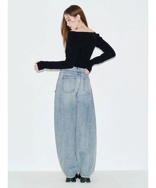 EVRIS(エヴリス)の「リボンモチーフワイドデニムパンツ(デニムパンツ・レディース・ブルー/ベージュ・SMALL/MEDIUM)」の6枚目の写真