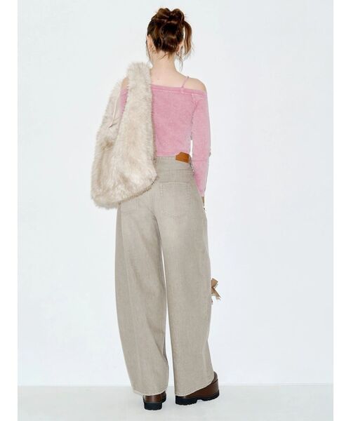 EVRIS(エヴリス)の「リボンモチーフワイドデニムパンツ(デニムパンツ・レディース・ブルー/ベージュ・SMALL/MEDIUM)」の9枚目の写真