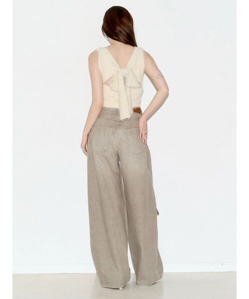 EVRIS(エヴリス)の「リボンモチーフワイドデニムパンツ(デニムパンツ・レディース・ブルー/ベージュ・SMALL/MEDIUM)」の13枚目の写真