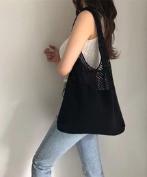 透かし編みニット トートバッグ