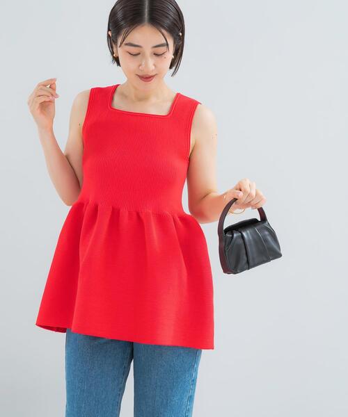 URBAN RESEARCH ROSSO WOMEN(アーバンリサーチ ロッソ)の「ウォッシャブルペプラムニットトップス(ニット/セーター・レディース・ピンク/ブラウン/ブラック・FREE)」の3枚目の写真