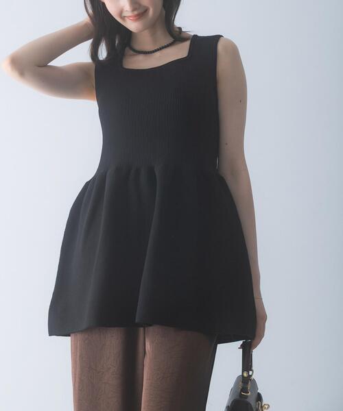 URBAN RESEARCH ROSSO WOMEN(アーバンリサーチ ロッソ)の「ウォッシャブルペプラムニットトップス(ニット/セーター・レディース・ピンク/ブラウン/ブラック・FREE)」の2枚目の写真