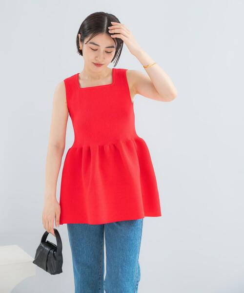 URBAN RESEARCH ROSSO WOMEN(アーバンリサーチ ロッソ)の「ウォッシャブルペプラムニットトップス(ニット/セーター・レディース・ピンク/ブラウン/ブラック・FREE)」の21枚目の写真