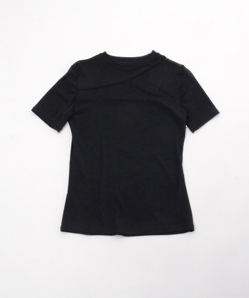 Rejoule（リジュール）の「アシンメトリー切り替えデザイン 半袖チュールシアートップス（Tシャツ/カットソー・レディース・ブラック/ホワイト・FREE）」の7枚目の写真