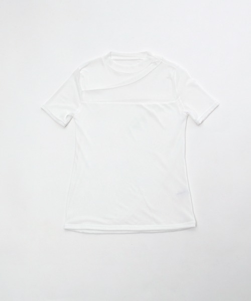 Rejoule（リジュール）の「アシンメトリー切り替えデザイン 半袖チュールシアートップス（Tシャツ/カットソー・レディース・ブラック/ホワイト・FREE）」の16枚目の写真