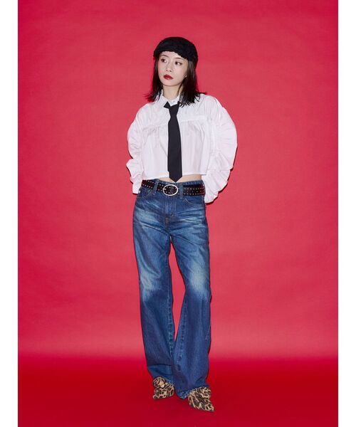 jouetie(ジュエティ)の「【SOMETHING×PosTokyo】Straight Loose Denim(デニムパンツ・レディース・ブルー/ブラック・SMALL/MEDIUM)」の4枚目の写真