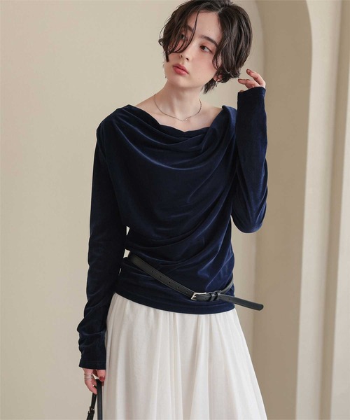 titivate(ティティベイト)の「シアーベロアオフショルダートップス(Tシャツ/カットソー・レディース・ドット/ブラック系その他/アイボリー/ネイビー/ブラック・S/M/L)」の5枚目の写真