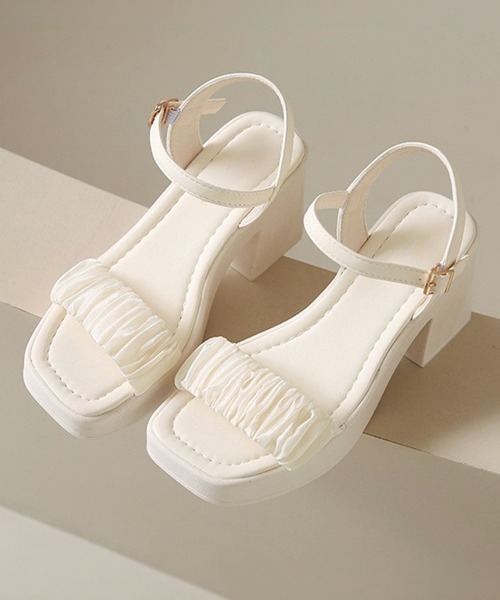 Miniministore(ミニミニストア)の「厚底太ヒールサンダル レディース夏(サンダル・レディース・ブラック/アイボリー・25.0cm/24.5cm/24.0cm/23.5cm/23.0cm/22.5cm)」の2枚目の写真