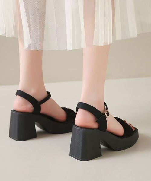 Miniministore(ミニミニストア)の「厚底太ヒールサンダル レディース夏(サンダル・レディース・ブラック/アイボリー・25.0cm/24.5cm/24.0cm/23.5cm/23.0cm/22.5cm)」の12枚目の写真