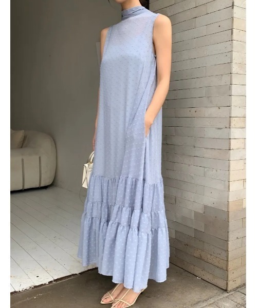 BIRTHDAY BASH(バースデイバッシュ)の「2WAY RIBBON SHEER DOT DRESS(2WAYリボンシアードットドレス)(ワンピース・レディース・ブルー・FREE)」の3枚目の写真