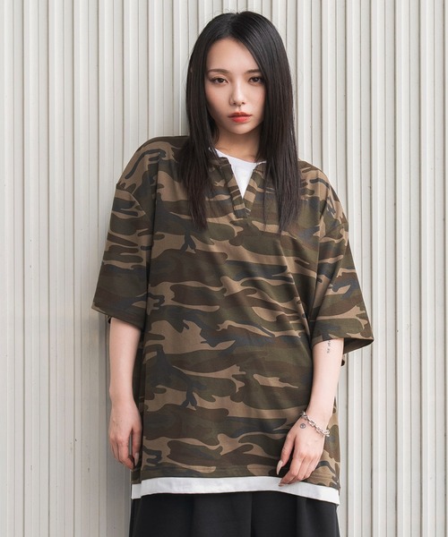 WEGO（ウィゴー）の「WEGO/カモフラレイヤードスキッパーT（Tシャツ/カットソー・メンズ・その他1・LARGE/MEDIUM）」の4枚目の写真
