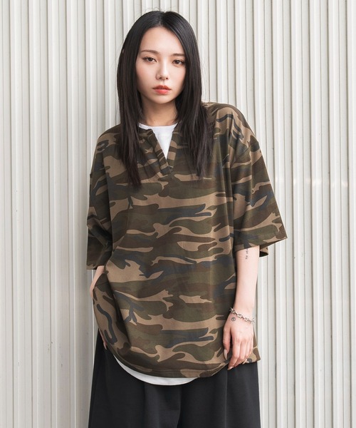 WEGO（ウィゴー）の「WEGO/カモフラレイヤードスキッパーT（Tシャツ/カットソー・メンズ・その他1・LARGE/MEDIUM）」の5枚目の写真