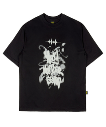 オーバーサイズヒップホップダンススタジオヴィンテージグラフィック半袖Tシャツブラック