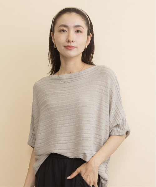 lodie(ロディ)の「ドルマンボーダージャガードニット(ニット/セーター・レディース・チャコールグレー/ベージュ/ブラック・FREE)」の14枚目の写真