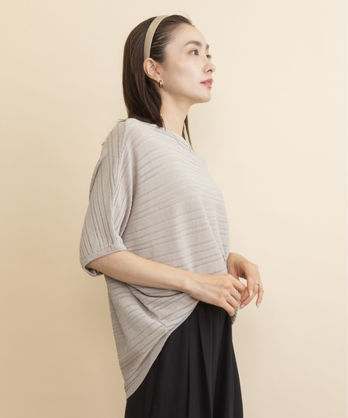 lodie(ロディ)の「ドルマンボーダージャガードニット(ニット/セーター・レディース・チャコールグレー/ベージュ/ブラック・FREE)」の20枚目の写真
