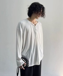 【NOWLE】ヘンリーネック リブファブリック 長袖 Tシャツ / アーバンリラックス ロングスリーブ