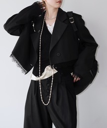 CHUCLA's "Lace Trim Cropped Jacket CHW26A065 (Tailored Jacket)"