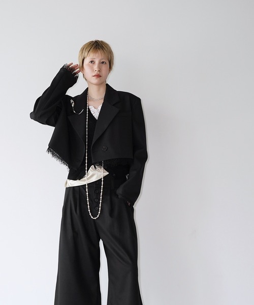 chuclla（チュクラ）の「レーストリム クロップドジャケット chw26a065（テーラードジャケット・レディース・ブラック・FREE）」の8枚目の写真