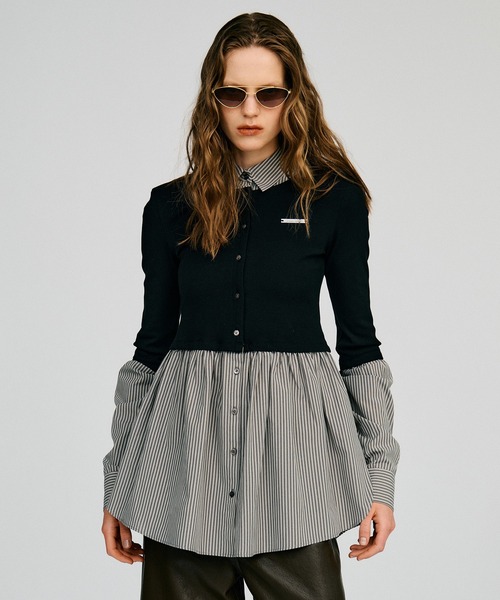 PRANK PROJECT(プランクプロジェクト)の「【2026Autumn Pre-Order】ドッキングシャツチュニック / Docking Shirt Tunic(シャツ/ブラウス・レディース・グレー/ブラック・FREE)」の2枚目の写真