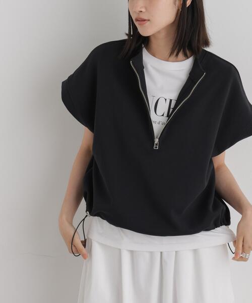 NANO universe(ナノユニバース)の「接触冷感ダンボールカットハーフジップトップス(セットアップ可)(Tシャツ/カットソー・レディース・ブラック/ブラウン/グレー・FREE)」の5枚目の写真