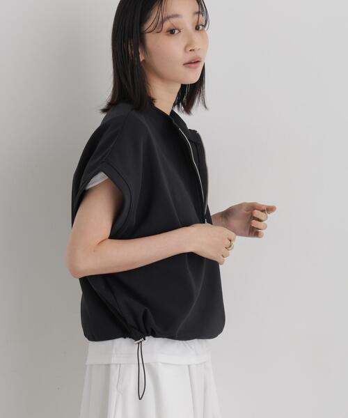NANO universe(ナノユニバース)の「接触冷感ダンボールカットハーフジップトップス(セットアップ可)(Tシャツ/カットソー・レディース・ブラック/ブラウン/グレー・FREE)」の6枚目の写真