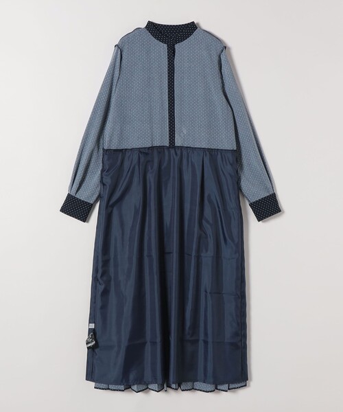 SHIPS any（シップス エニィ）の「SHIPS any:〈手洗い可能〉ドット バンドカラー プリーツ ロング ワンピース（ワンピース・レディース・ブラック/ネイビー・ONE SIZE）」の10枚目の写真