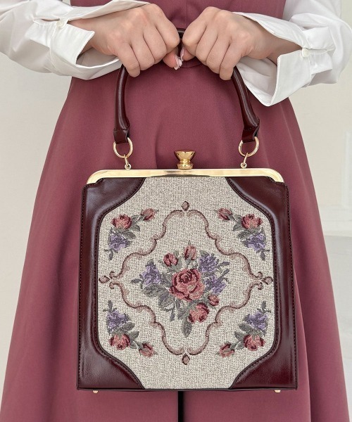 an another angelus(アンアナザーアンジェラス)の「ダイヤレリーフ刺繍がま口バッグ/fint フィント(ハンドバッグ・レディース・ボルドー/ネイビー・FREE)」の18枚目の写真