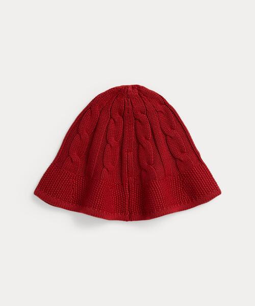 POLO RALPH LAUREN CHILDRENSWEAR(ポロ ラルフ ローレン チルドレンズウェア)の「ケーブルニット コットン バケット ハット(ハット・キッズ・レッド・S/M/L/XL)」の2枚目の写真