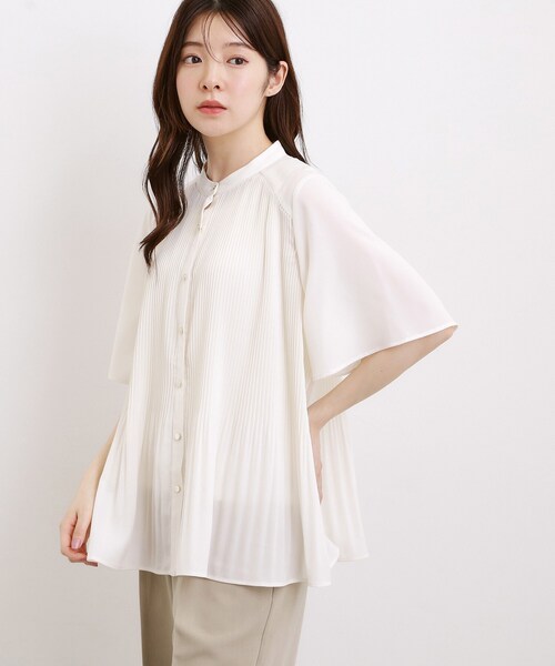 grove(グローブ)の「【体系カバー◎】大人フェミニン消しプリーツブラウス(シャツ/ブラウス・レディース・オフホワイト/ブラック/ブラック系1・01/02/03/04/05)」の1枚目の写真