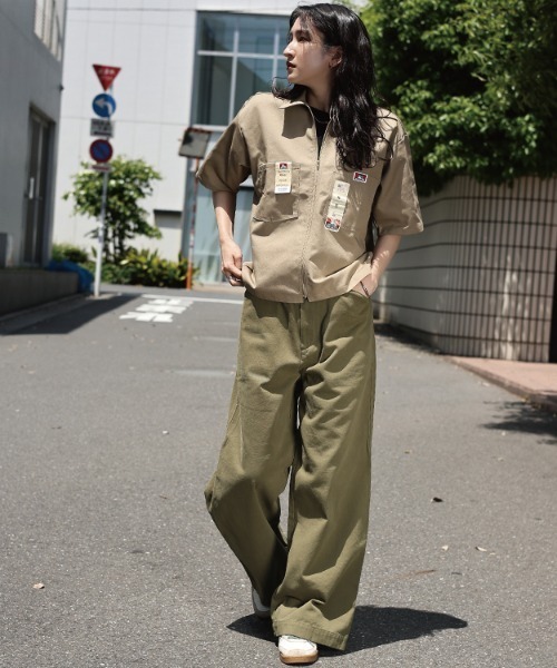 BEN DAVIS(ベンデイビス)の「《BEN DAVIS》LADIES WIDE CHINO PANTS/ベンデイビス レディース ワイドチノパン(チノパンツ・レディース・ブラック/ベージュ/ブラウン/オリーブ・SMALL/MEDIUM)」の4枚目の写真