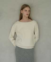Boat-neck Rolled up Knit (cream)
