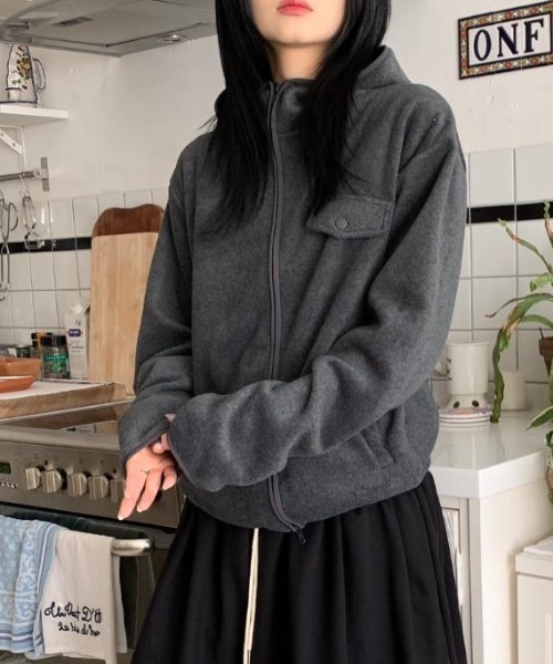 semplice（センプリチェ）の「ショートコート【韓国ファッション】（その他アウター・レディース・ライトグレー/ブラック/ダークグレー・F）」の6枚目の写真